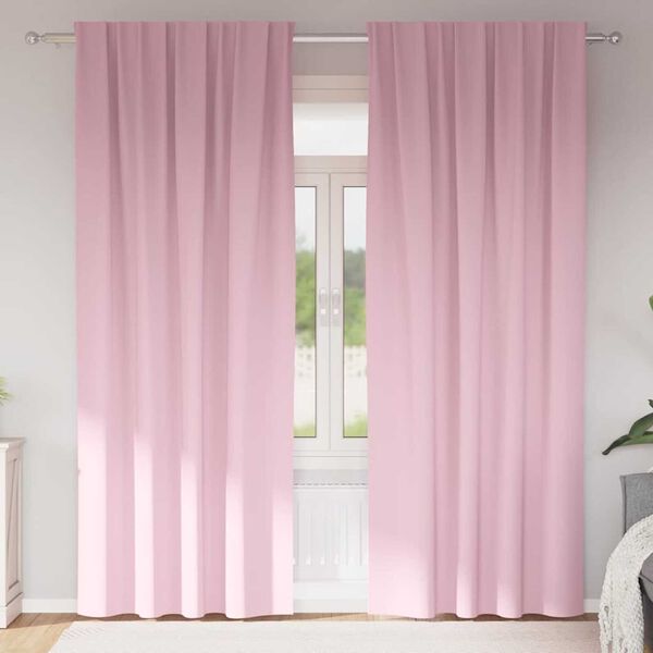 vidaXL Blackout Curtains with Rings 2 pcs Baby Pink 260 x 140 cm