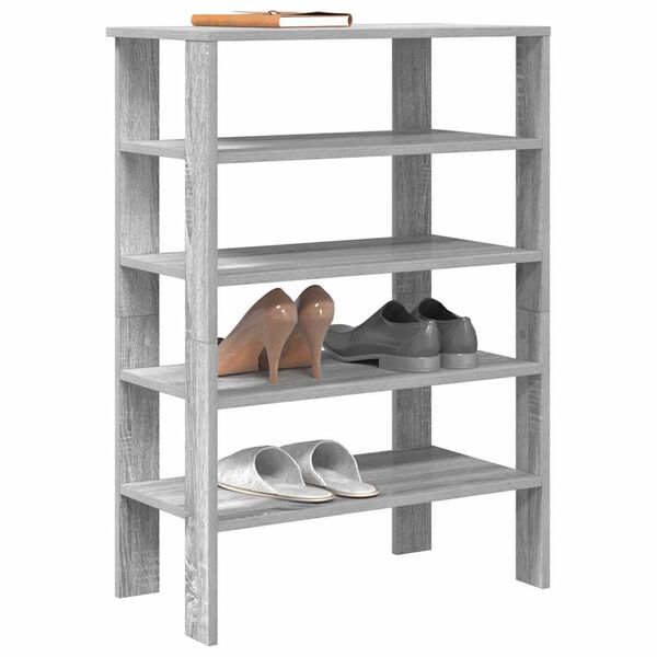 vidaXL Shoe Rack Grey Sonoma 61x32x87.5 cm Engineered Wood