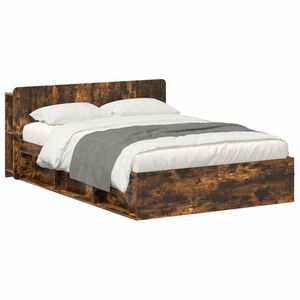 vidaXL Bed Frame with Storage Smoked Oak 140 x 190 cm Engineered Wood