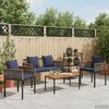 vidaXL Outdoor Furniture Set 4 pcs Grey and Navy Blue PE Rattan