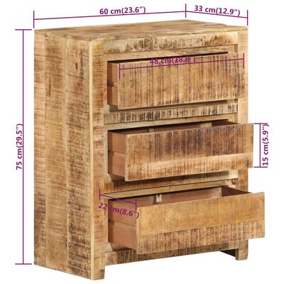 vidaXL Drawer Cabinet 60x33x75 cm Solid Wood Mango