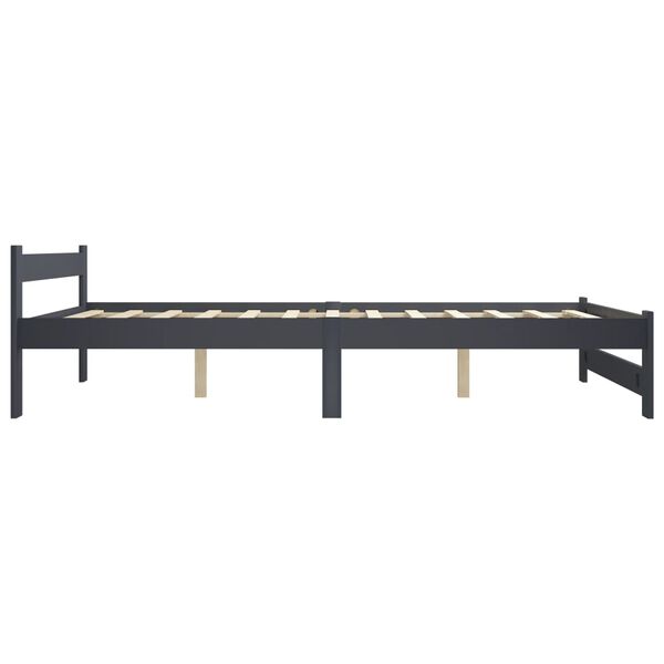 vidaXL Bed Frame without Mattress Dark Grey Solid Pinewood 140x200 cm (322022+2x321990)