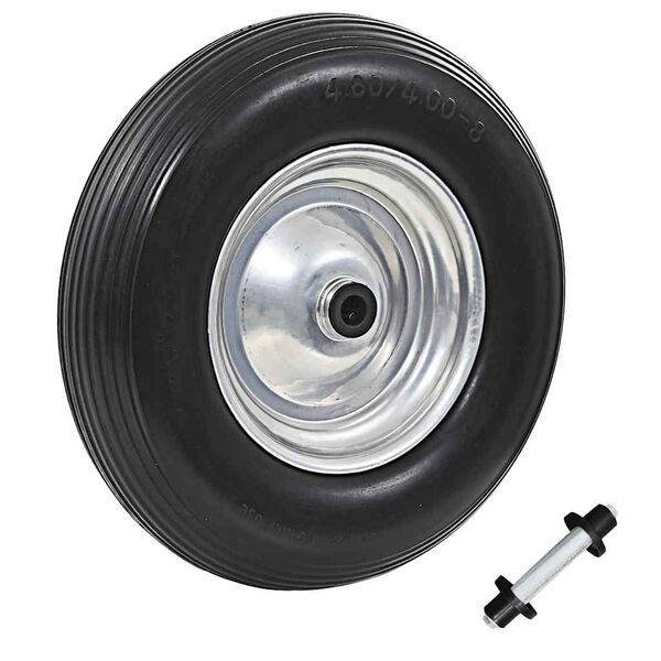vidaXL Wheelbarrow Wheel with Axle Solid PU 4.00-8 390 mm