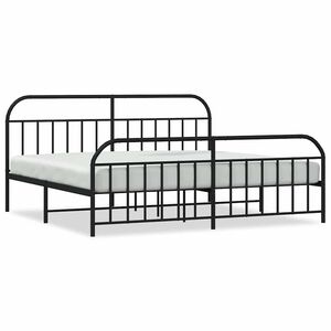 vidaXL Metal Bed Frame without Mattress with Footboard Black 193x203cm