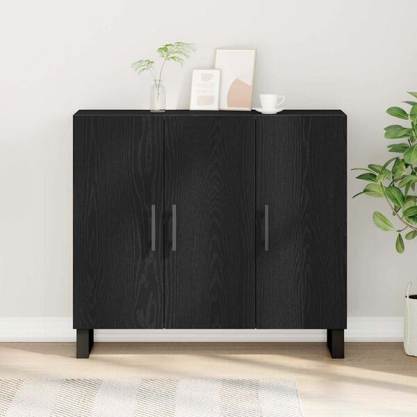 vidaXL Sideboard Black Oak 90 x 34 x 80 cm Engineered Wood