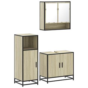 vidaXL 3 Piece Bathroom Furniture Set Sonoma Oak Engineered Wood