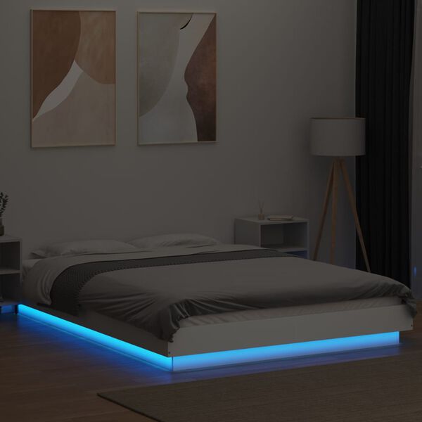 vidaXL Bed Frame with LED Lights without Mattress White 140x190cm
