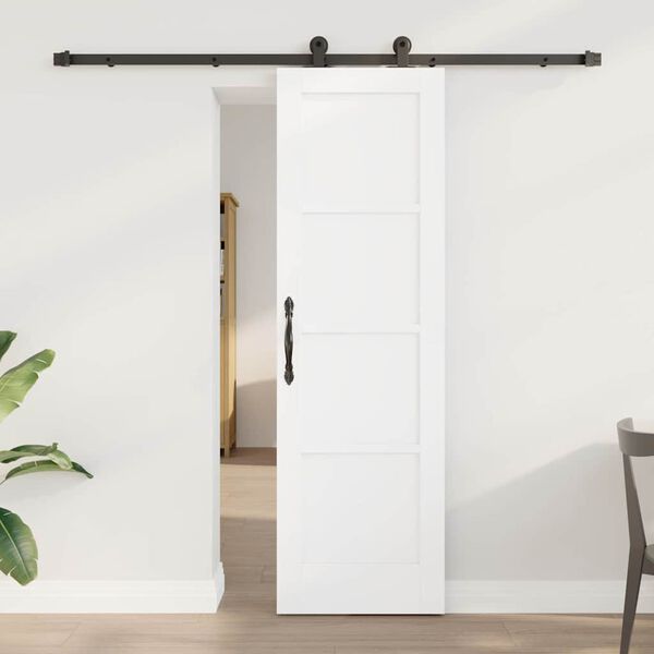 vidaXL Sliding Door White and Black 61 x 198.5 cm Solid Pine Wood