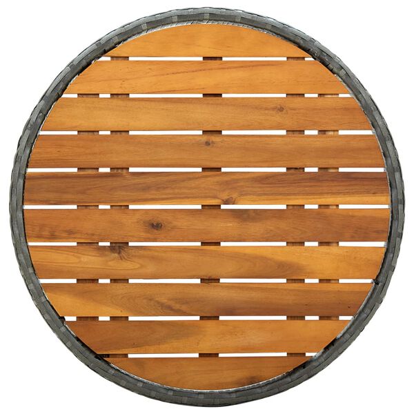 vidaXL Tea Table Grey 60 cm Poly Rattan and Solid Acacia Wood