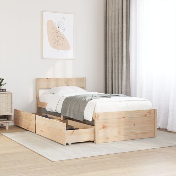 vidaXL Bed Frame without Mattress 100x200 cm Solid Wood Pine