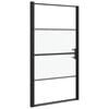 vidaXL Shower Door 100x178 cm Half Frosted Tempered Glass Black