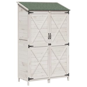 vidaXL Garden Shed White 106 x 56 x 176.5 cm Solid Fir Wood