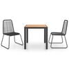 vidaXL 3 Piece Garden Dining Set PVC Rattan Black and Brown