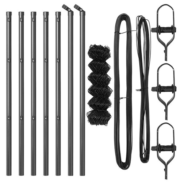 vidaXL Fence Post Grey 10 x 0.4 m (60 x 60 mm mesh) Steel and PVC