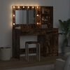 vidaXL Dressing Table with Mirror Lights 2 pcs Brown Engineered Wood
