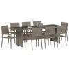 vidaXL Garden Dining Set 9 pcs Grey Poly Rattan