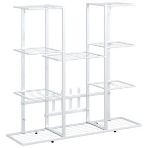 vidaXL Flower Stand | White | Powder-coated iron | Tall | Decorative Inlays