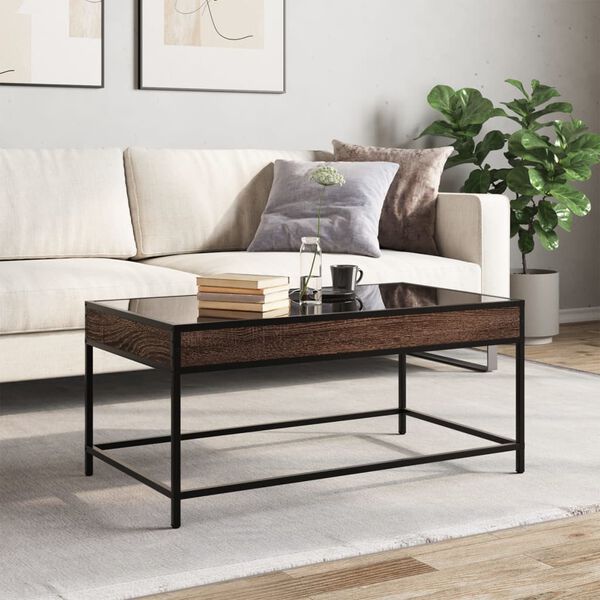 vidaXL Coffee Table with Infinity LED Brown Oak 90x50x41 cm