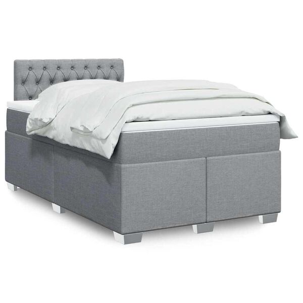 vidaXL Box Spring Bed with Mattress Light Grey 120x190 cm Fabric