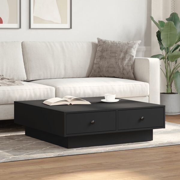 vidaXL Coffee Table Black 90x90x28 cm Engineered Wood