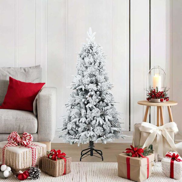 vidaXL Artificial Hinged Christmas Tree Snow Flocked White 120 cm