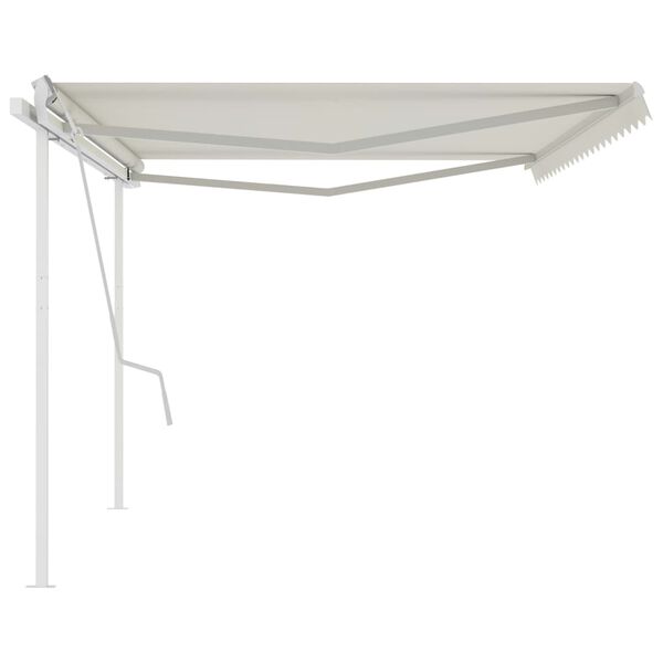 vidaXL Manual Retractable Awning with Posts 5x3 m Cream