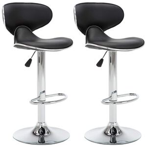 vidaXL Bar Stool | Set of 2 | Black | Faux leather, chromed steel | Adjustable