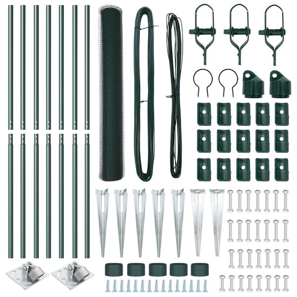 vidaXL Fence Post Green 10 x 1.2 m (25 mm mesh) Steel and PVC
