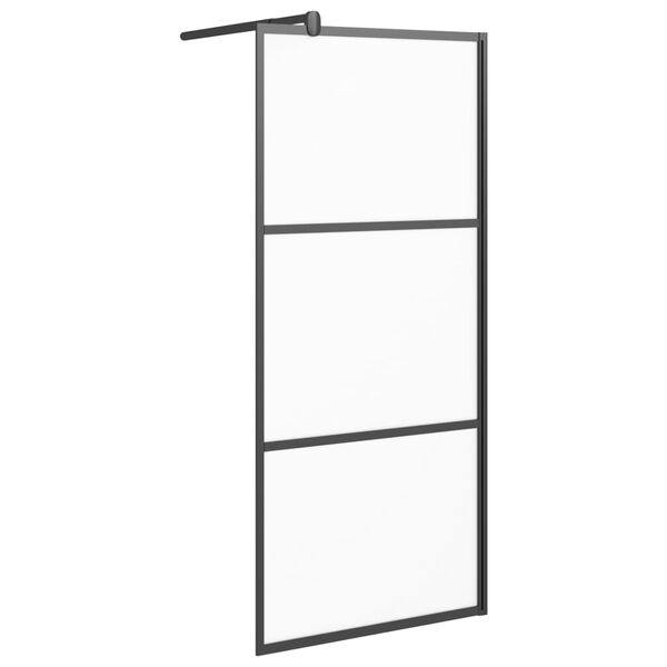 vidaXL Walk-in Shower Wall 90x195 cm Frosted ESG Glass Black