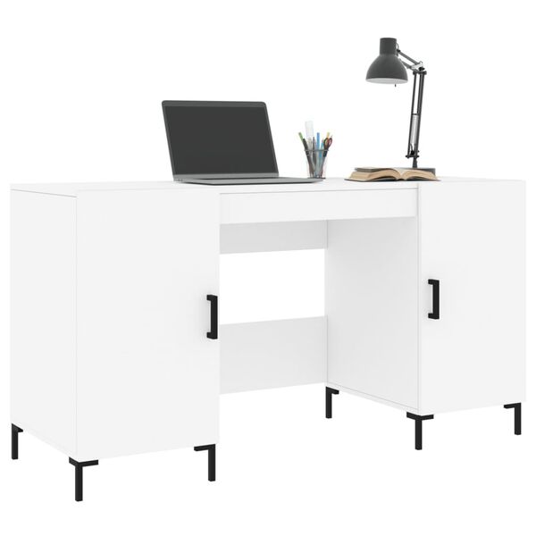 vidaXL Desk White 140x50x75 cm Engineered Wood