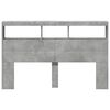 vidaXL Headboard Cabinet with LED Concrete Grey 160x17x102 cm
