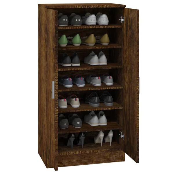 vidaXL Shoe Cabinet Smoked Oak 55x35x108 cm Engineered Wood