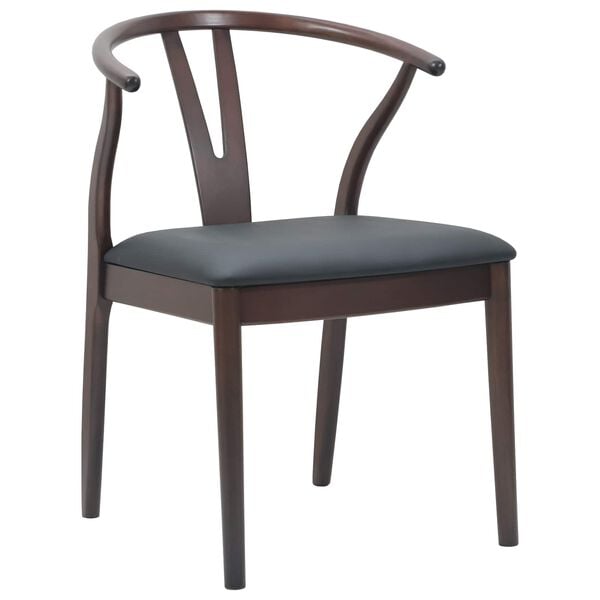 vidaXL Dining Chair 2 pcs Light Brown and Black Solid Rubber Wood