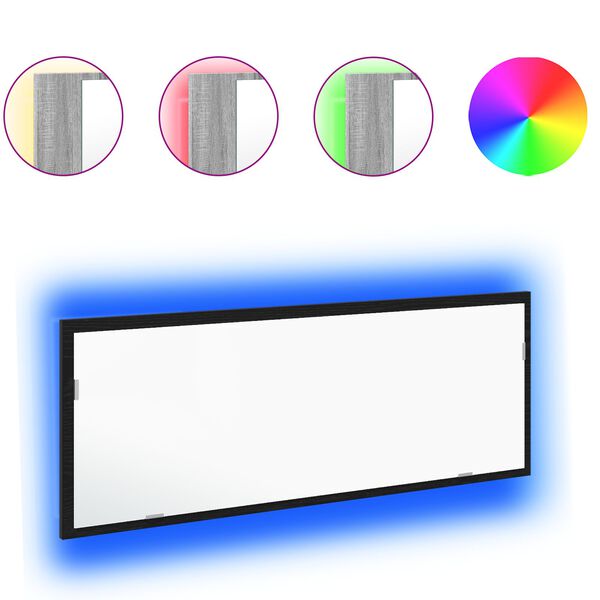 vidaXL LED Bathroom Mirror Black Oak 100 x 8.5 x 37 cm Glass