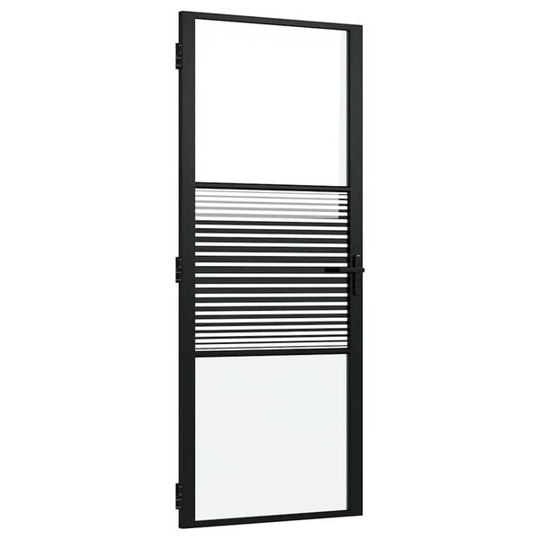 vidaXL Interior Door Black 83 x 201.5 cm Tempered glass and Aluminium