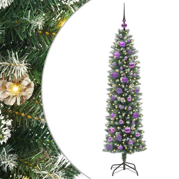 vidaXL Artificial Slim Christmas Tree Green and white 150 cm