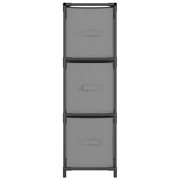vidaXL Storage Cabinet with 3 Fabric Drawers Grey 34x34x101 cm Steel