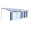 vidaXL Manual Retractable Awning with Blind&LED 4,5x3m Blue&White (313202+46846+313272)