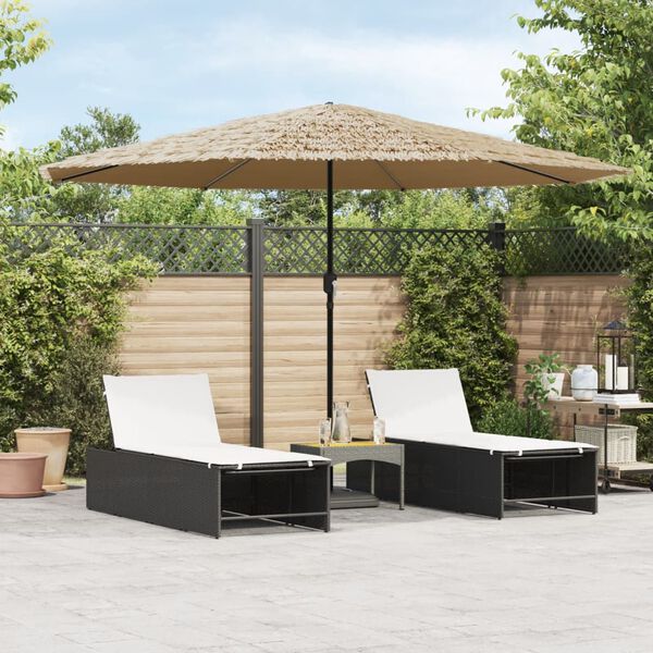 vidaXL Garden Parasol with Steel Pole Brown 388x388x248 cm