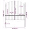 vidaXL Garden Fence with Spear Top Steel 181x175 cm Black
