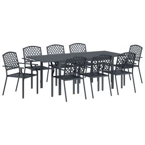 vidaXL Garden Dining Set 9 pcs Anthracite Steel