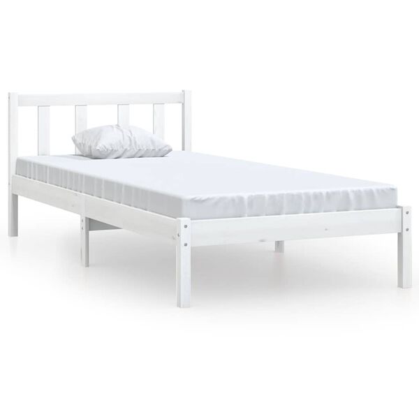 vidaXL Bed Frame without Mattress White Solid Wood 100x200 cm