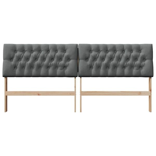 vidaXL Upholstered Headboard Dark Grey 200 cm Solid Pine Wood
