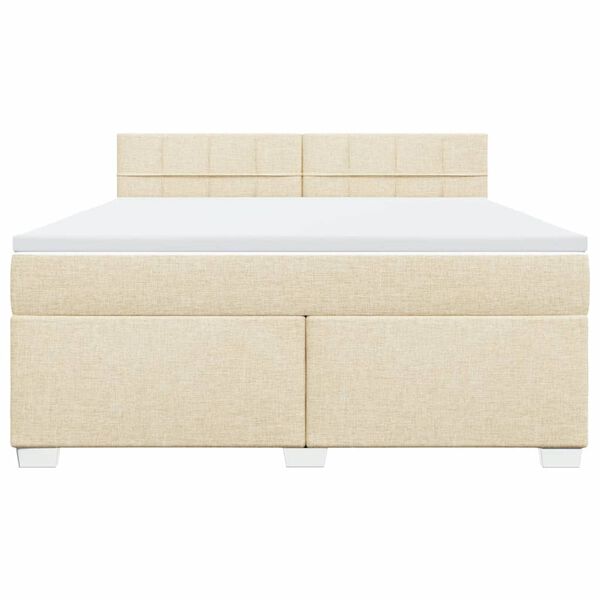 vidaXL Box Spring Bed with Mattress Cream 180x200 cm Fabric