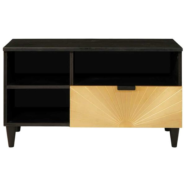 vidaXL TV Cabinet Black and Gold 80 x 33 x 46 cm Engineered wood