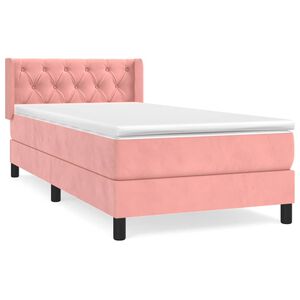 vidaXL Box Spring Bed with Mattress Pink 80x200 cm Velvet