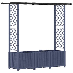 vidaXL Raised Bed with Trellis and Roof Grey 162.5 x 40 x 136 cm PP