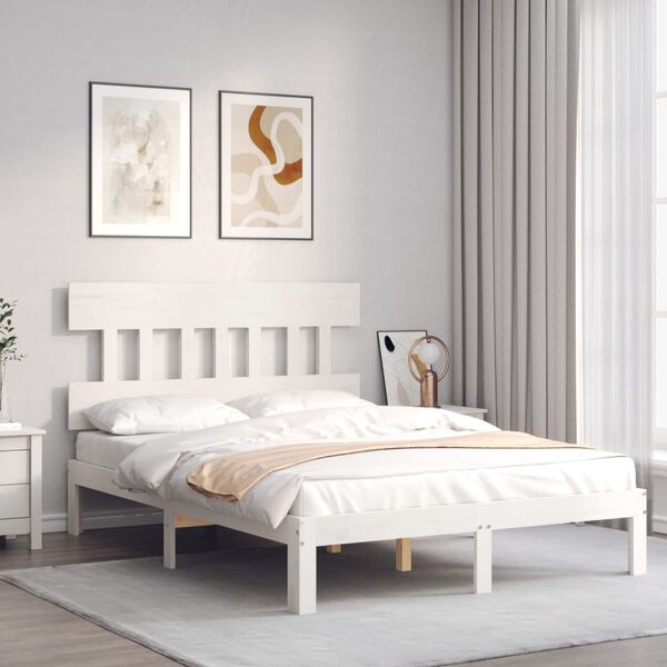 vidaXL Bed Frame without Mattress White Small Double Solid Wood Pine