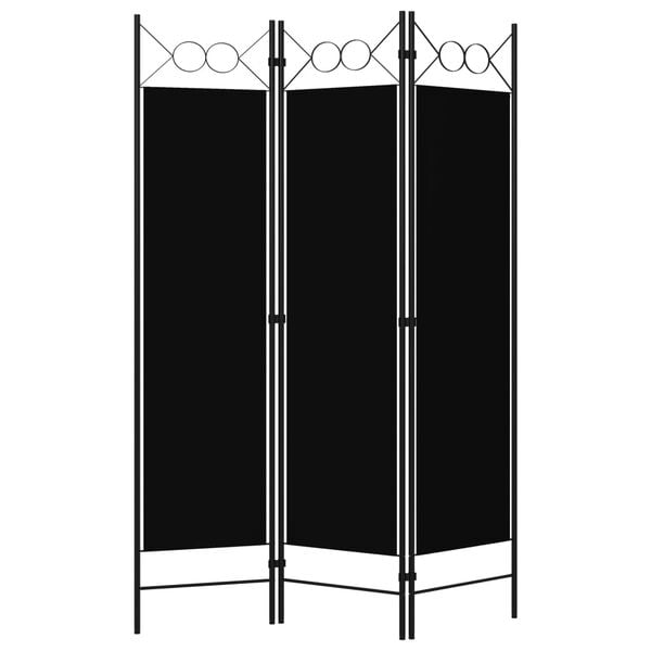 vidaXL 3-Panel Room Divider Black 120x180 cm