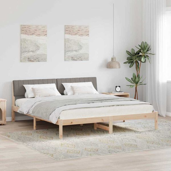 vidaXL Bed frame Brown and taupe 180 x 200 cm Solid pine wood